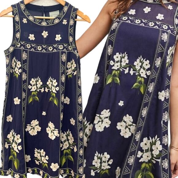 Anthropologie Maeve Rosa Embroidered Swing
Dress Size 0 - Picture 1 of 8